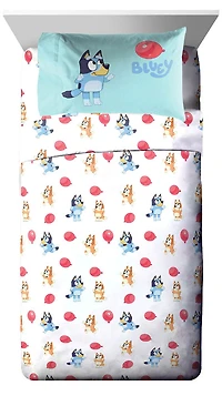 Bluey Ensemble de Draps 3-Pièces pour Lit 1 Place