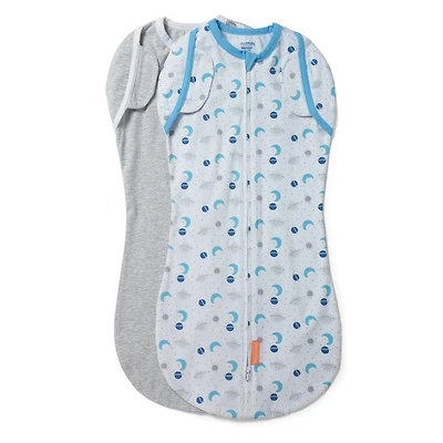 SwaddleMe Arms Free 2PK Sac de nuit transformable MONTEE VERS LA LUNE ÉTAPE 2