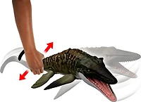 Jurassic World Rebirth Bite N Blast Mosasaurus Action Figure and Mini Dilophosaurus, Dinosaur Toy