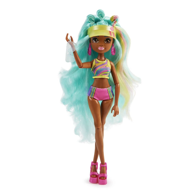 Mermaid High, Poupée sirène Spring Break Oceanna et accessoires avec queue amovible et mèches de cheveux qui changent de couleur