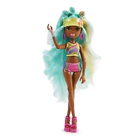 Mermaid High, Poupée sirène Spring Break Oceanna et accessoires avec queue amovible et mèches de cheveux qui changent de couleur