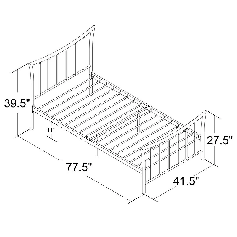 DHP - Bali Twin Metal Bed - Bronze