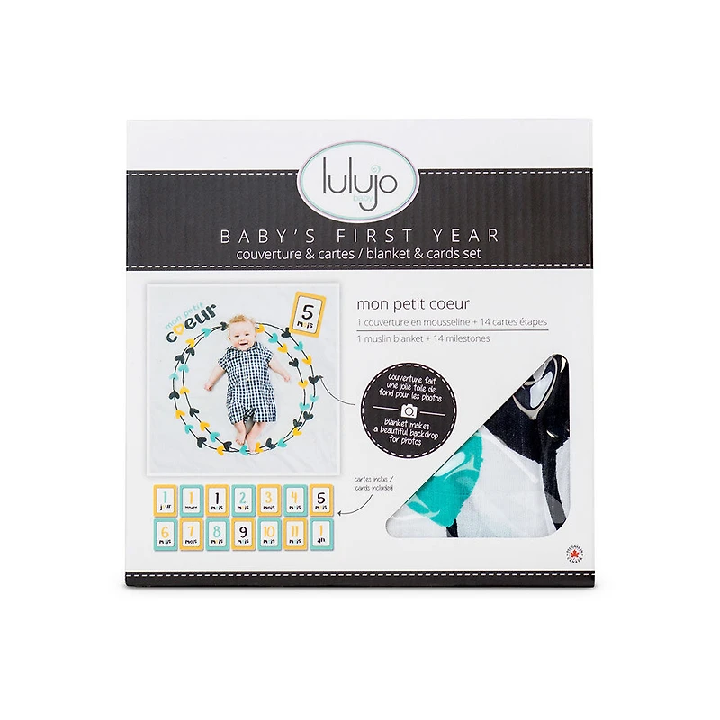 Lulujo - Mon Petit Coeur Milestone Blanket - French Edition