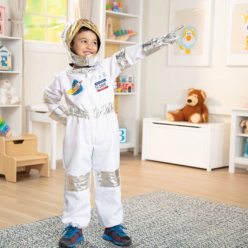 Melissa & Doug Astronaut Role Play Space Costume Set (5 pcs) - Combinaison, casque, gants, étiquette de nom