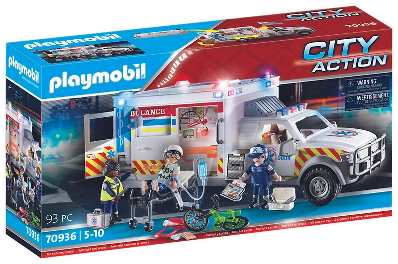 Ambulance avec secouristes et blessé