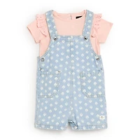 7 For All Mankind Ensemble De 2 Pièces En Denim Rose 4T