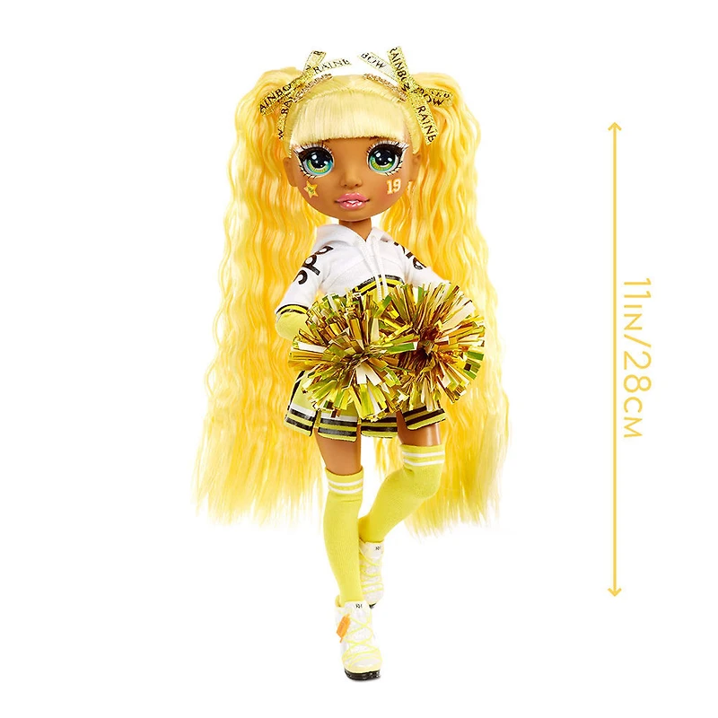 Rainbow High Cheer Sunny Madison - Poupée-mannequin jaune avec pompons