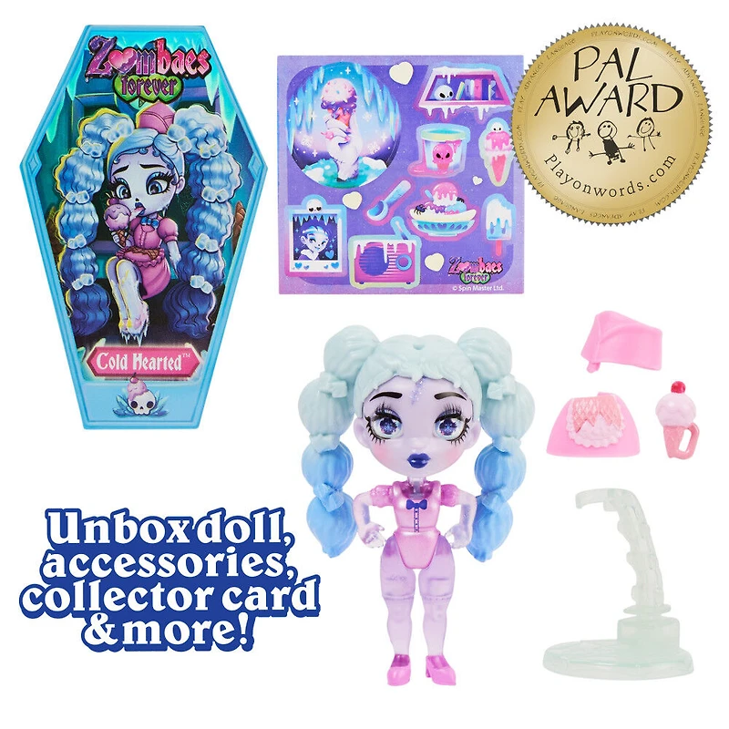 Zombaes Forever, Surprise Collectible Zombie Figure, Doll Accessories and Coffin (Styles May Vary), 3.5-inch, Easter Basket Gifts