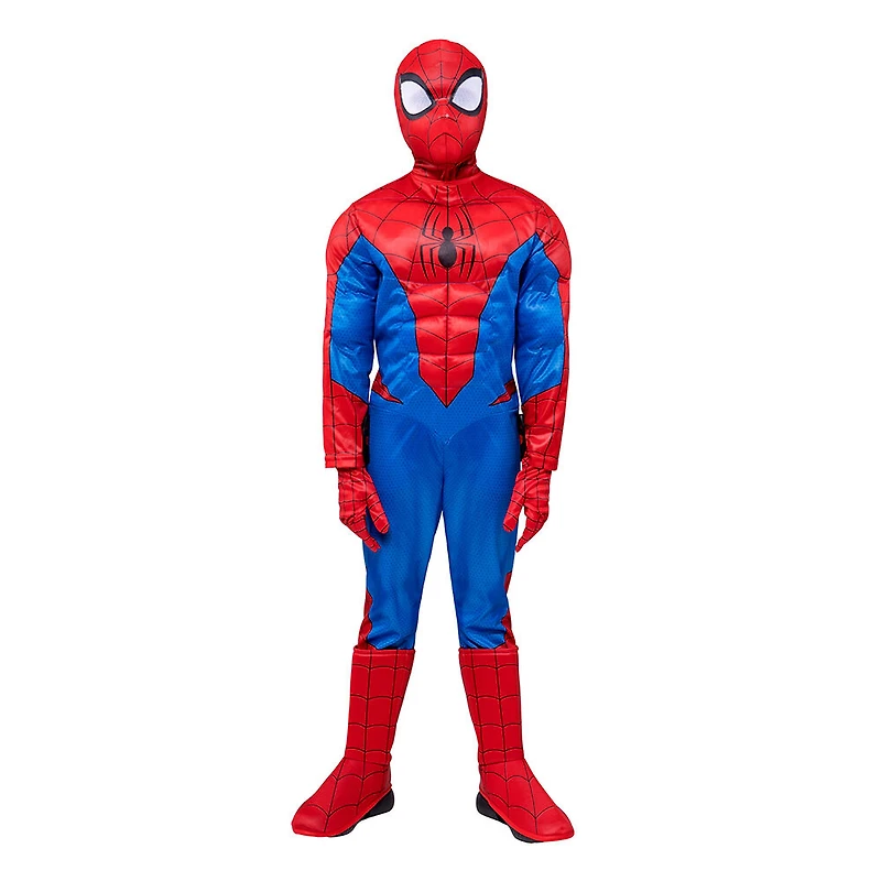Marvel's Spider-Man Deluxe Youth Costume Taille Petit- Combinaison Musclée Avec Motif Imprimé Et Rembourrage En Polyfill Plus Bandeau Et Gants En Tissu