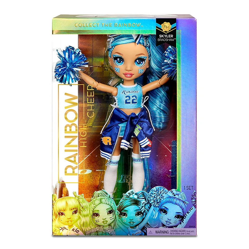 Rainbow High Cheer Skyler Bradshaw - Poupée-mannequin bleue avec pompons