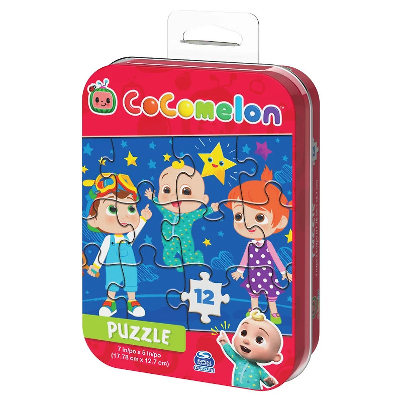 CoComelon, 12-Piece Jigsaw Puzzle JJ & Friends Animals Educational Musical Netflix YouTube Show in Tin Box Package