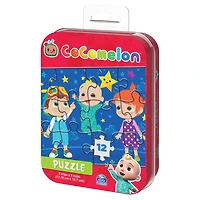 CoComelon, 12-Piece Jigsaw Puzzle JJ & Friends Animals Educational Musical Netflix YouTube Show in Tin Box Package