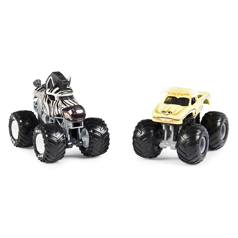 Monster Jam, Monster trucks officiels en métal moulé Bulldozer Vs. Racing Stripes, échelle 1:64