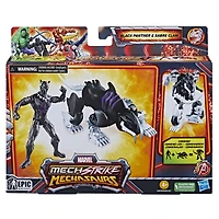 Marvel Mech Strike Mechasaurs, figurine Black Panther de 10 cm avec Sabre Claw Mechasaur, jouet de super-héros