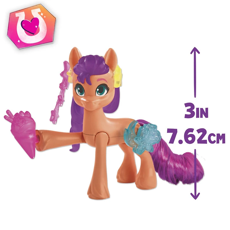 My Little Pony : Marquons les esprits, Sunny Starscout Magie des marques de beauté, poney de 7,5 cm avec accessoires surprises
