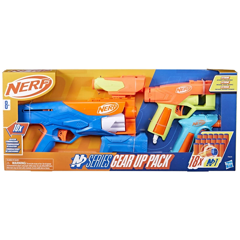 Nerf N Series Gear Up Pack, 3x Blasters, 18 Nerf N1 Darts Compatible Only with Nerf N Series Blasters - R Exclusive