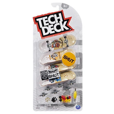 Tech Deck, Coffret de 4 fingerboards Ultra DLX, Mini skateboards personnalisables à collectionner (les styles peuvent varier)