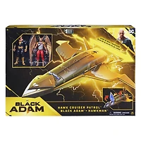 DC Comics, Vaisseau Hawk Cruiser Patrol, comprend des figurines articulées Black Adam et Hawkman, plus de 40 cm de large, Première Édition