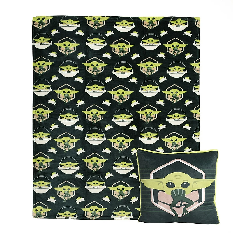 Ensemble de jeté et coussin 2 pièces Star Wars The Mandalorian