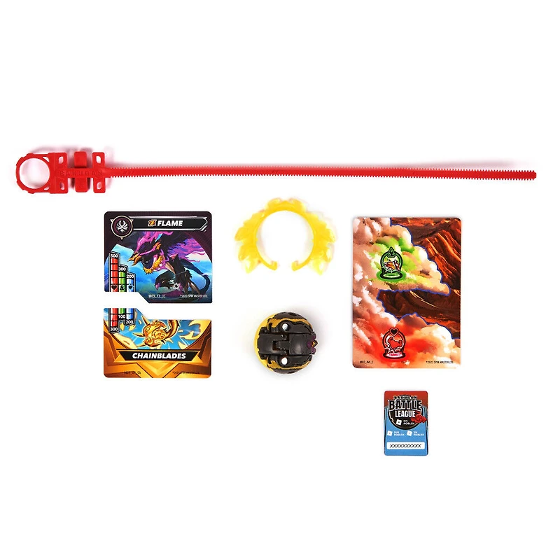 Bakugan, Special Attack Flame, figurine articulée personnalisable rotative et cartes à collectionner