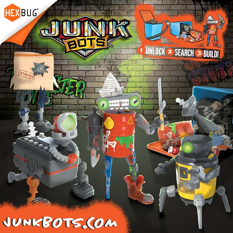 Hexbug Junkbots - benne à déchets, grande - Les couleurs et les motifs peuvent varier