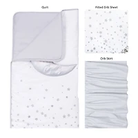 Sprinkle Stars and Moon 3 Piece Crib Bedding