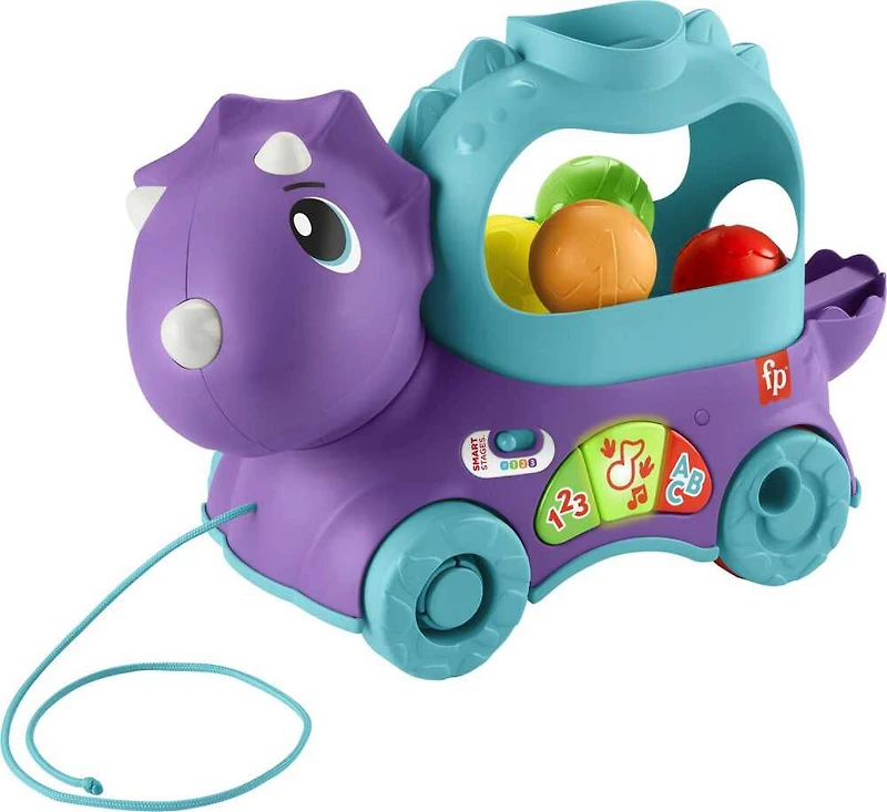 Fisher-Price Toddler Poppin' Triceratops Dinosaur Pull Toy - Multi-Language Version