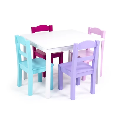 Kids Wood Table and 4 Chairs White/Pinks