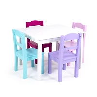 Kids Wood Table and 4 Chairs White/Pinks
