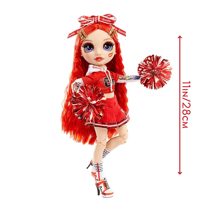 Rainbow High Cheer Ruby Anderson - Poupée-mannequin rouge avec pompons