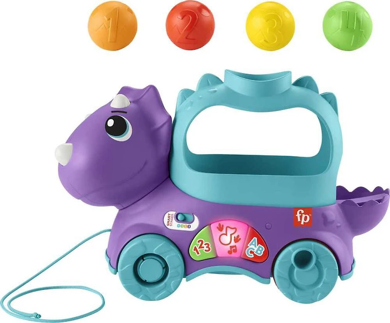 Fisher-Price Toddler Poppin' Triceratops Dinosaur Pull Toy - Multi-Language Version