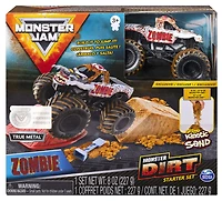 Monster Jam, Coffret débutant Monster Dirt Zombie, avec 226 g (8 oz) de Monster Dirt et un monster truck Monster Jam officiel en métal moulé à l'échelle 1:64 