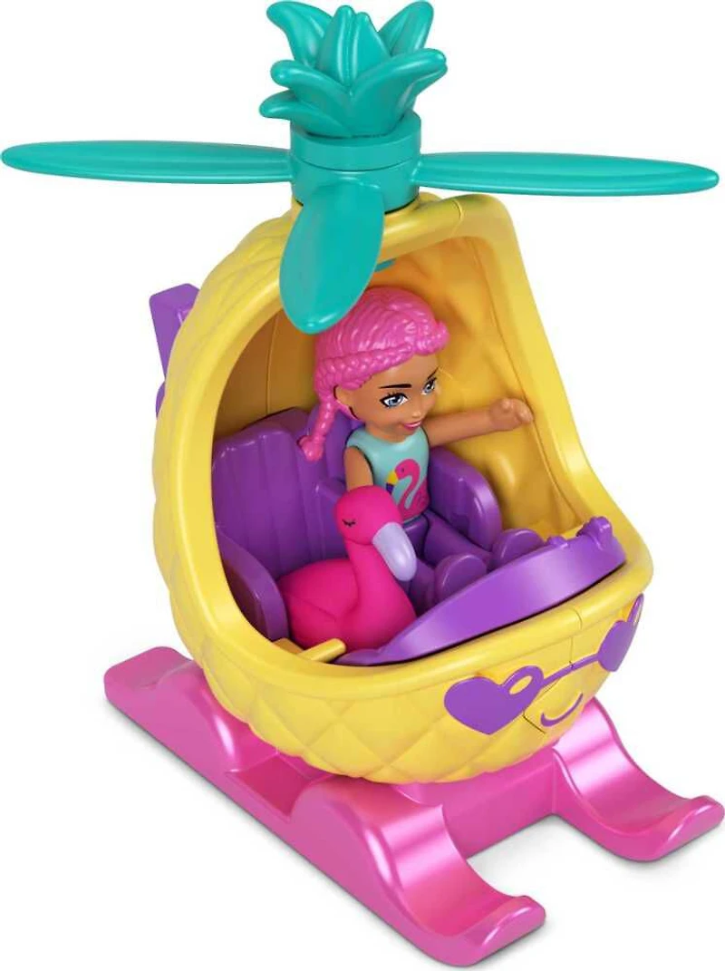 Polly Pocket Micro-poupée, Hélicoptère en métal, mini-animal