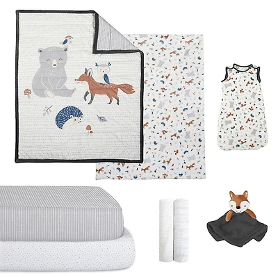 Baby's First by Nemcor 8 Piece Nursery Crib Bedding Set, Forest Adventures