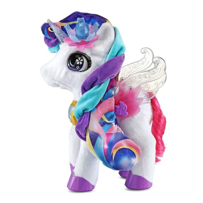 VTech Styla the Bloom Bright Unicorn Interactive Toy - French Edition, Electronic Singing Pet with Magic Wand and Hair Accessories