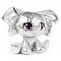 P.Lushes Designer Fashion Pets Ella L'Phante Elephant Limited Edition Premium Stuffed Animal Soft Plush with Glitter Sparkle, Silver, 6"