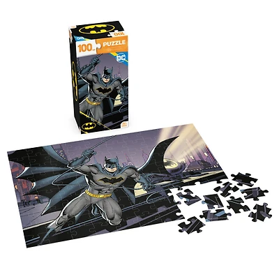 DC Comics, Batman 100-Piece Jigsaw Puzzle Superhero Gotham Batmobile Movie Merch in Easy Storage Tower