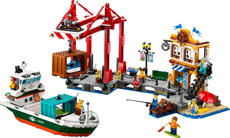 LEGO City Le port maritime et le navire de marchandises Jouet 60422