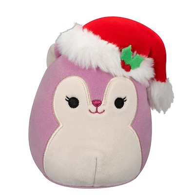 Squishmallows 5" - Allina l'écureuil des prunes avec le chapeau du Père Noël