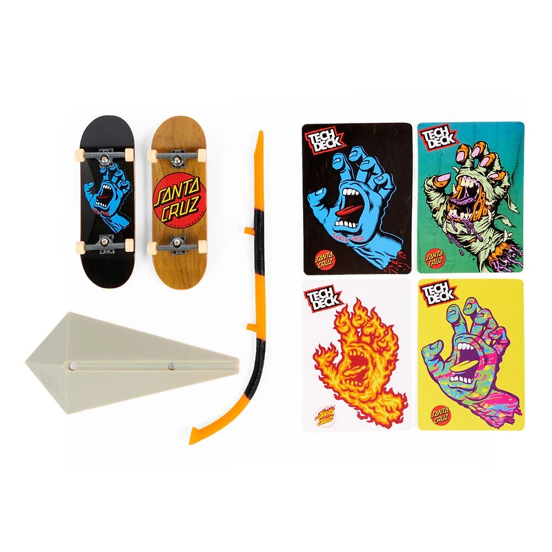 Tech Deck, Santa Cruz Skateboards Versus Series, Coffret de 2 fingerboards à collectionner et obstacle
