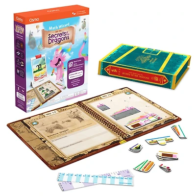 Osmo - Le magicien des maths et Les secrets des dragons - Niveau CP-CE1 - Mesurer & Estimer- Jouet STEM (Une base Osmo est nécessaire pour jouer)