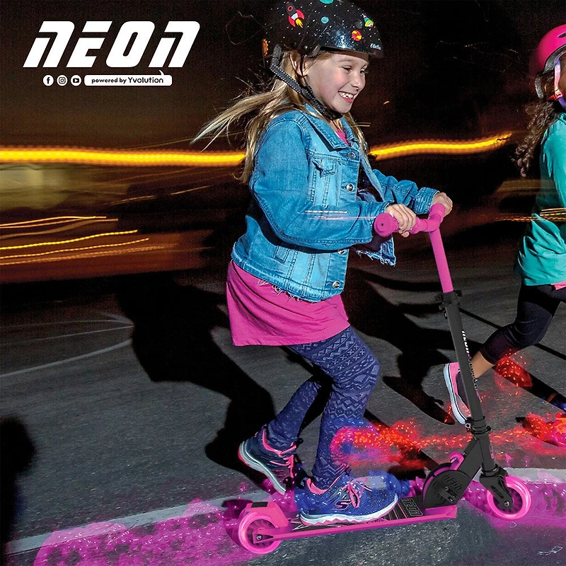 Neon Vector Kids Folding Scooter Pink