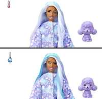 Barbie Cutie Reveal Doll and Accessories, Cozy Cute Tees Poodle, "Star" Tee, Blue and Purple Streaked Hair, Brown Eyes