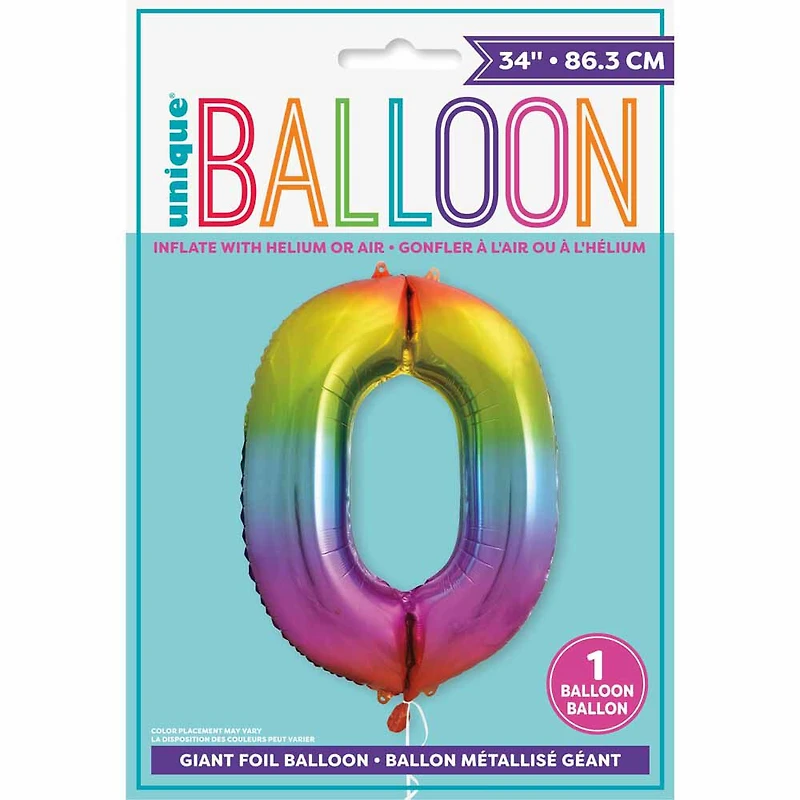 Ballon en aluminium en forme de nombre arc-en-ciel 34