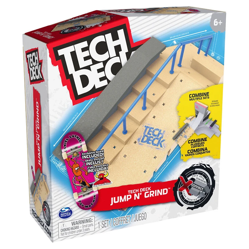 Tech Deck, Jump N' Grind X-Connect Park Creator, Coffret rampe à construire et à personnaliser avec fingerboard exclusif