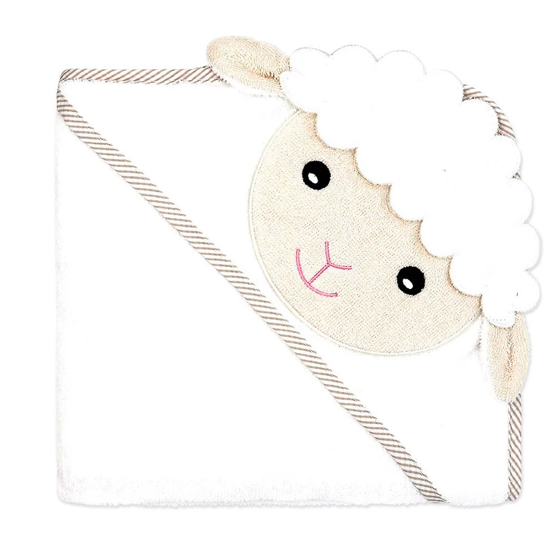 Baby Mode Signature Serviette à capuche et gant en agneau ivoire