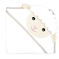 Baby Mode Signature Serviette à capuche et gant en agneau ivoire