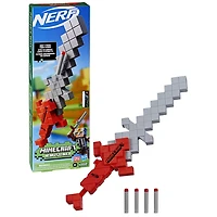 Nerf Minecraft, épée lance-fléchette Heartstealer, inclut 4 fléchettes en mousse Nerf Elite, design inspiré de l'épée du jeu Minecraft