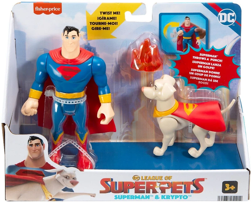 Coffret de figurines articulées DC Krypto Super-Chien – Superman et Ace