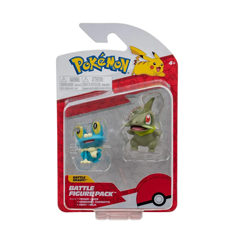 Ensemble de 2 figurines de combat Pokémon - Coupenotte et Grenousse (Axew & Froidie)